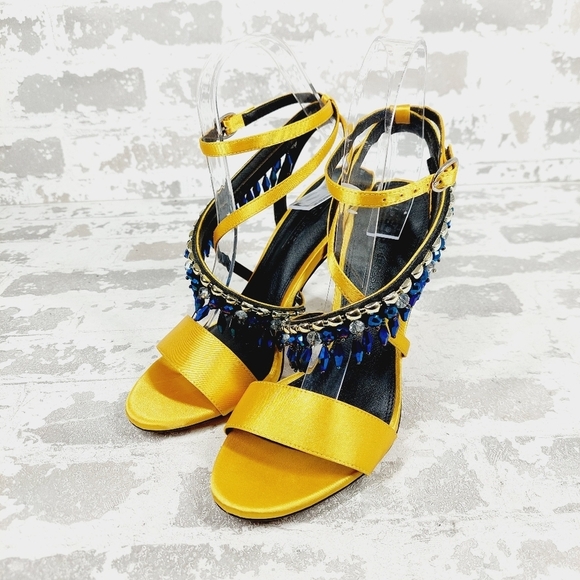 New ASOS DESIGN Hydro Embellished Ankle Strap Heeled Sandals T493 - Picture 2 of 13